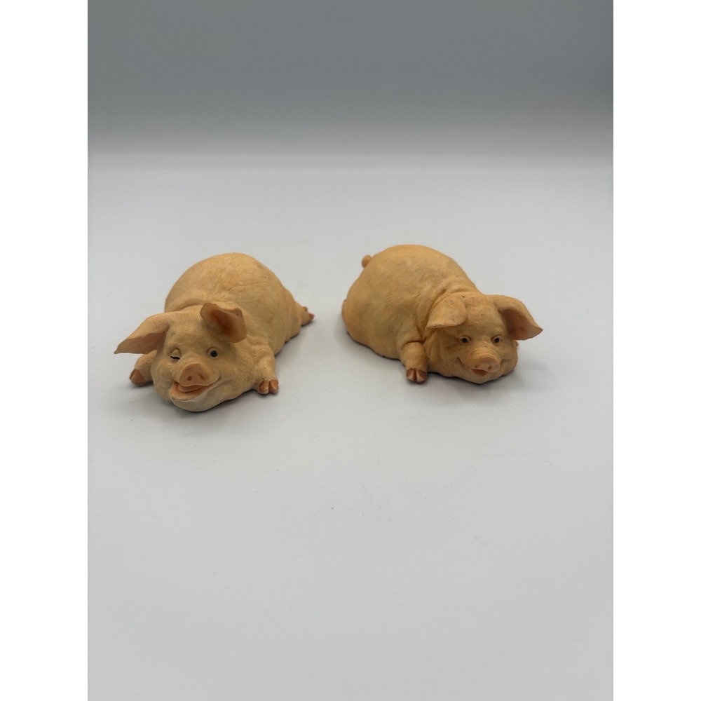 Sealmark Natures Window Pig Figurines Set of 2 Resin 2000 Vintage‎ Farm Decor